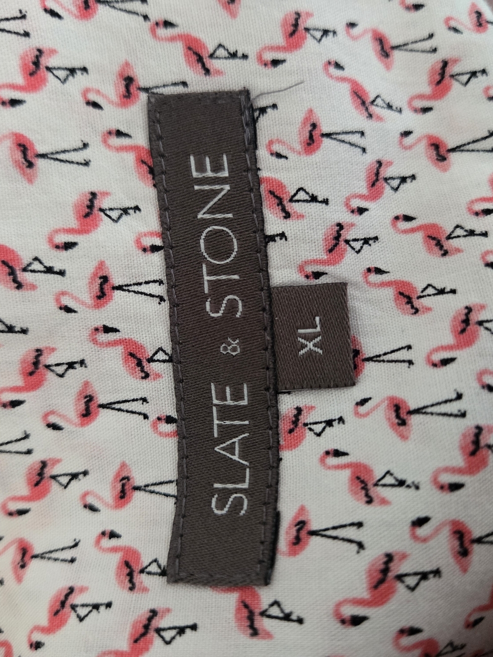 Slate & Stone White Short-Sleeve Button-Down Shirt with Red Micro Print - Picture 5 of 6